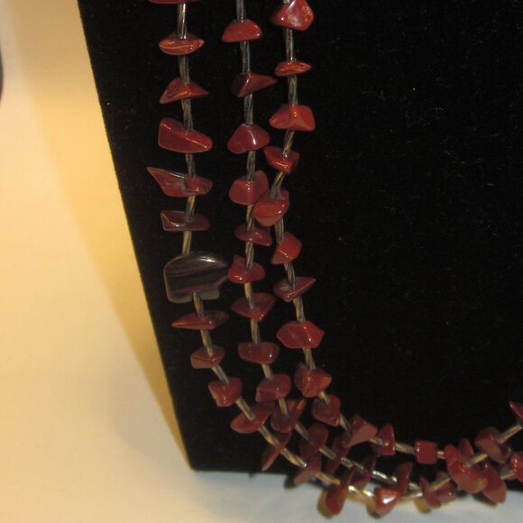 Triple Strand Red Jasper Necklace - Picture 3 of 5